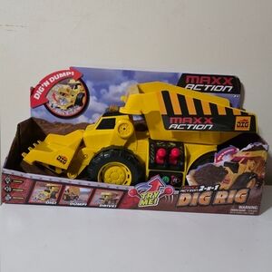 Maxx Action 2-N-1 Dig Rig Dump Truck and Front End Loader Toy Vehicle Works NEW